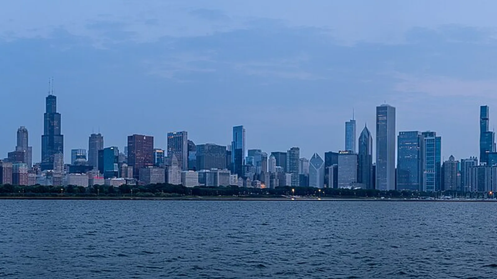 Chicago skyline across Lake Michigan